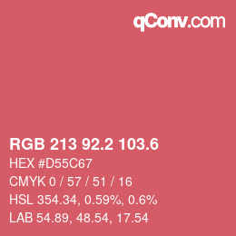 カラーコード: RGB 213 92.2 103.6 | qconv.com