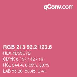 カラーコード: RGB 213 92.2 123.6 | qconv.com