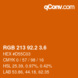 カラーコード: RGB 213 92.2 3.6 | qconv.com