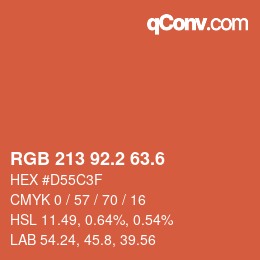 カラーコード: RGB 213 92.2 63.6 | qconv.com