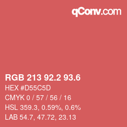 カラーコード: RGB 213 92.2 93.6 | qconv.com
