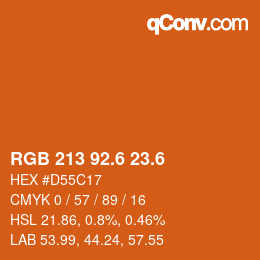 カラーコード: RGB 213 92.6 23.6 | qconv.com