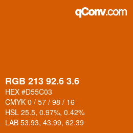 カラーコード: RGB 213 92.6 3.6 | qconv.com