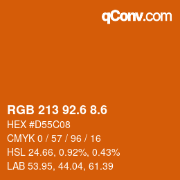 カラーコード: RGB 213 92.6 8.6 | qconv.com