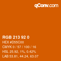カラーコード: RGB 213 92 0 | qconv.com