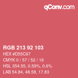 カラーコード: RGB 213 92 103 | qconv.com
