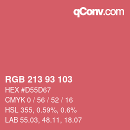 颜色代码: RGB 213 93 103 | qconv.com