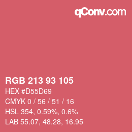 Color code: RGB 213 93 105 | qconv.com