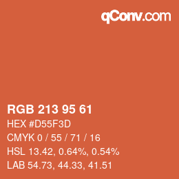 カラーコード: RGB 213 95 61 | qconv.com