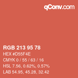 Farbcode: RGB 213 95 78 | qconv.com