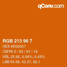 Farbcode: RGB 213 96 7 | qconv.com