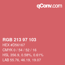 Color code: RGB 213 97 103 | qconv.com