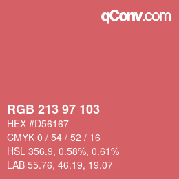 Color code: RGB 213 97 103 | qconv.com