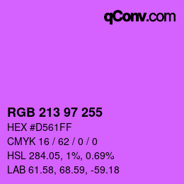 Color code: RGB 213 97 255 | qconv.com