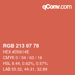 Farbcode: RGB 213 97 78 | qconv.com