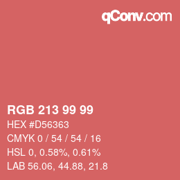Farbcode: RGB 213 99 99 | qconv.com