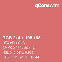 カラーコード: RGB 214.1 108 108 | qconv.com
