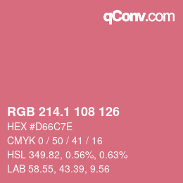 カラーコード: RGB 214.1 108 126 | qconv.com