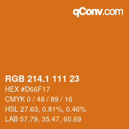 カラーコード: RGB 214.1 111 23 | qconv.com