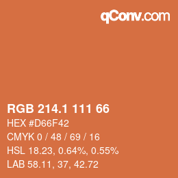 カラーコード: RGB 214.1 111 66 | qconv.com