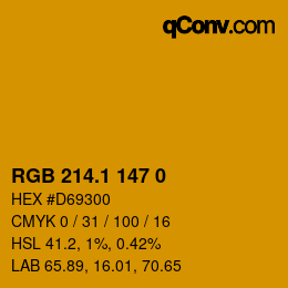 カラーコード: RGB 214.1 147 0 | qconv.com
