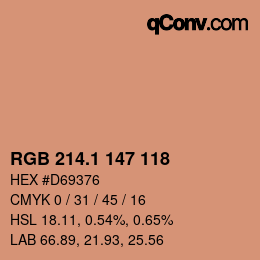 カラーコード: RGB 214.1 147 118 | qconv.com