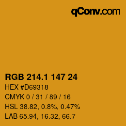 カラーコード: RGB 214.1 147 24 | qconv.com