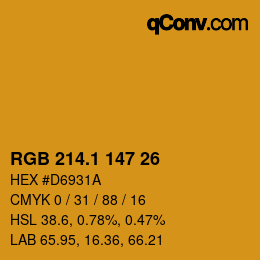 カラーコード: RGB 214.1 147 26 | qconv.com