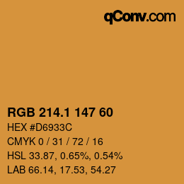 カラーコード: RGB 214.1 147 60 | qconv.com