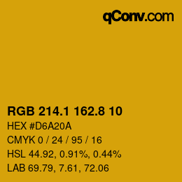カラーコード: RGB 214.1 162.8 10 | qconv.com