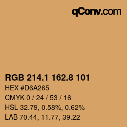 カラーコード: RGB 214.1 162.8 101 | qconv.com