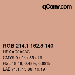 カラーコード: RGB 214.1 162.8 140 | qconv.com