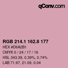 カラーコード: RGB 214.1 162.8 177 | qconv.com