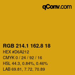 カラーコード: RGB 214.1 162.8 18 | qconv.com