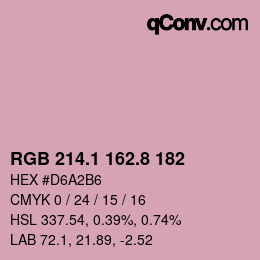 カラーコード: RGB 214.1 162.8 182 | qconv.com