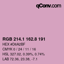 Color code: RGB 214.1 162.8 191 | qconv.com