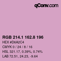 カラーコード: RGB 214.1 162.8 196 | qconv.com