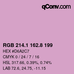 カラーコード: RGB 214.1 162.8 199 | qconv.com