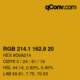 カラーコード: RGB 214.1 162.8 20 | qconv.com
