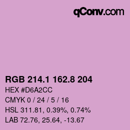 カラーコード: RGB 214.1 162.8 204 | qconv.com