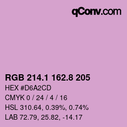 カラーコード: RGB 214.1 162.8 205 | qconv.com