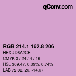 カラーコード: RGB 214.1 162.8 206 | qconv.com