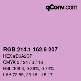 カラーコード: RGB 214.1 162.8 207 | qconv.com
