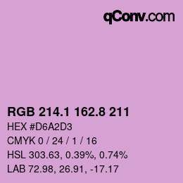 カラーコード: RGB 214.1 162.8 211 | qconv.com