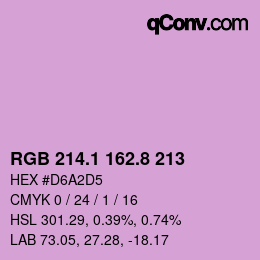 カラーコード: RGB 214.1 162.8 213 | qconv.com