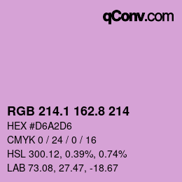 カラーコード: RGB 214.1 162.8 214 | qconv.com