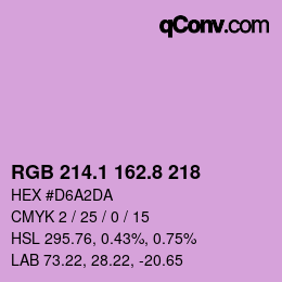 カラーコード: RGB 214.1 162.8 218 | qconv.com