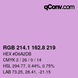カラーコード: RGB 214.1 162.8 219 | qconv.com