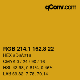 カラーコード: RGB 214.1 162.8 22 | qconv.com