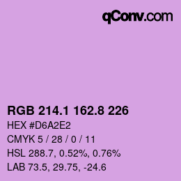 カラーコード: RGB 214.1 162.8 226 | qconv.com
